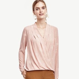 Ann Taylor Pink Dotted Wrap Blouse